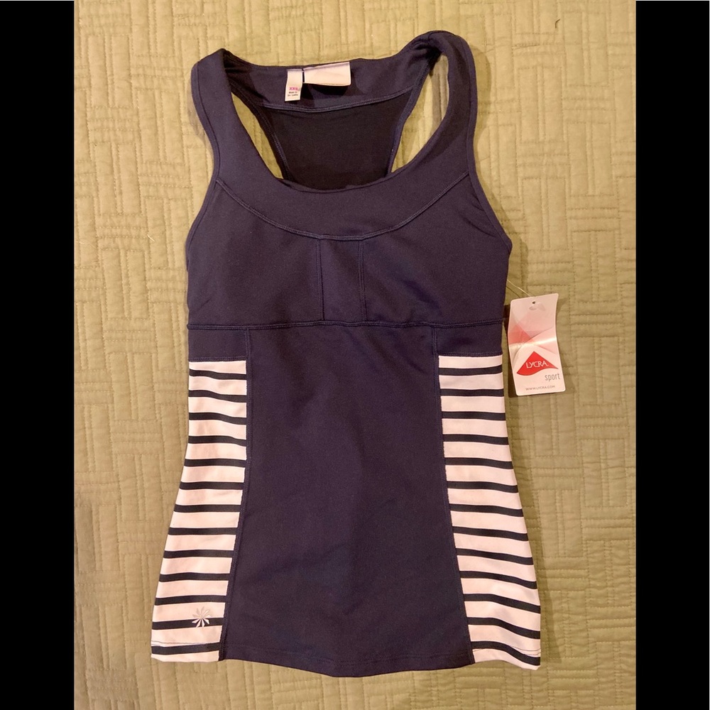ATHLETA  Navy & White Workout Top